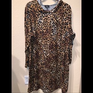 TACERA hooded leopard sweatshirt dress